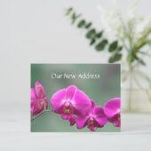Pink Orchids Nieuw Adres Aankondigingskaart (Staand voorkant)