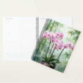 Pink Orchids On Green Bamboo Background Planner (Display)