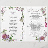 Pink Orchids Peony Hummingbird Funeral Programme Flyer (Achterkant)