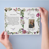Pink Orchids Peony Hummingbird Funeral Programme Flyer (Hand)