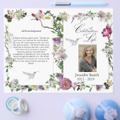 Pink Orchids Peony Hummingbird Funeral Programme Flyer (Enkel)