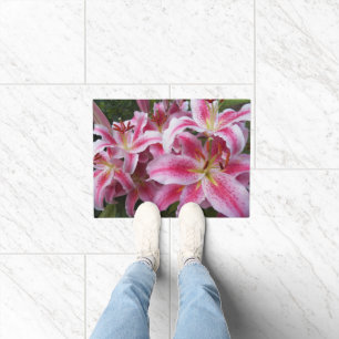 Pink Oriental Lilies Floral Deurmat