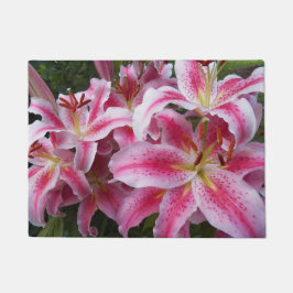 Pink Oriental Lilies Floral Deurmat