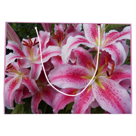 Pink Oriental Lilies Floral Groot Cadeauzakje (Achterkant)
