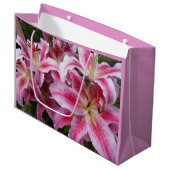 Pink Oriental Lilies Floral Groot Cadeauzakje (Voorkant Gekanteld)