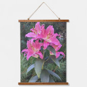 Pink Oriental Lilies Floral Hangend Wandkleed (Voorkant)
