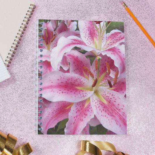 Pink Oriental Lilies Floral Notitieboek