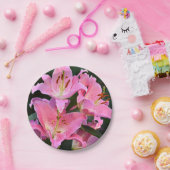 Pink Oriental Lilies Floral Papieren Bordje (Feest)