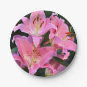 Pink Oriental Lilies Floral Papieren Bordje (Voorkant)