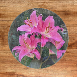 Pink Oriental Lilies Floral Snijplank