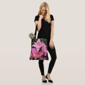 Pink Oriental Lilies Floral Tote Bag (Op model)