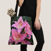 Pink Oriental Lilies Floral Tote Bag (Dichtbij)