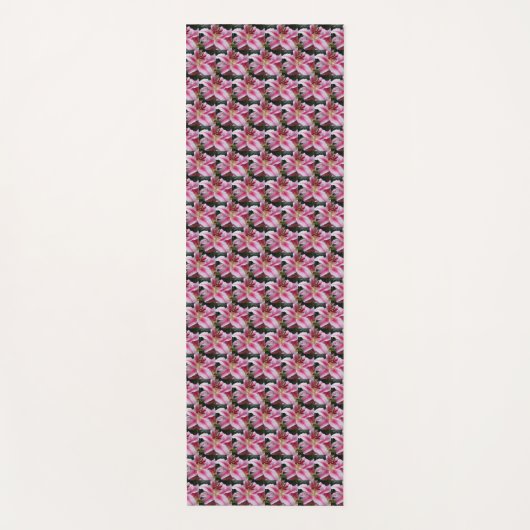 Pink Oriental Lily Floral Pattern Yogamat (Voorkant)