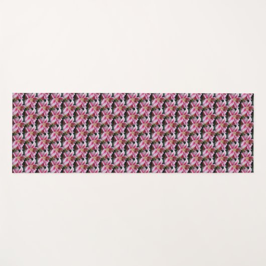 Pink Oriental Lily Floral Pattern Yogamat (Voorkant (horizontaal))