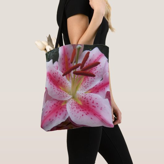 Pink Oriental Lily Floral Tote Bag (Dichtbij)