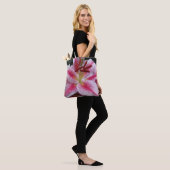 Pink Oriental Lily Floral Tote Bag (Op model)