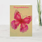 Pink Oriental  vlinder Gefeliciteerd Kaart (Voorkant)
