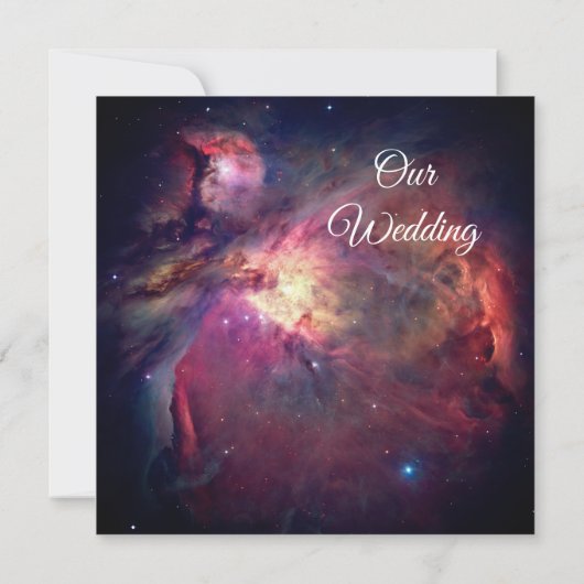Pink Orion Nebula Space Foto Cosmic Wedding Kaart (Achterkant)