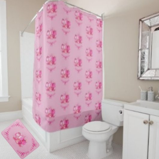 Pink Ornament Cluster Mat Holiday Bow Accent 