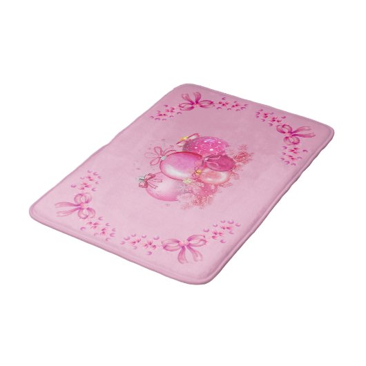 Pink Ornament Cluster Mat Holiday Bow Accent  (Gekanteld)
