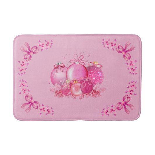 Pink Ornament Cluster Mat Holiday Bow Accent (Voorkant)