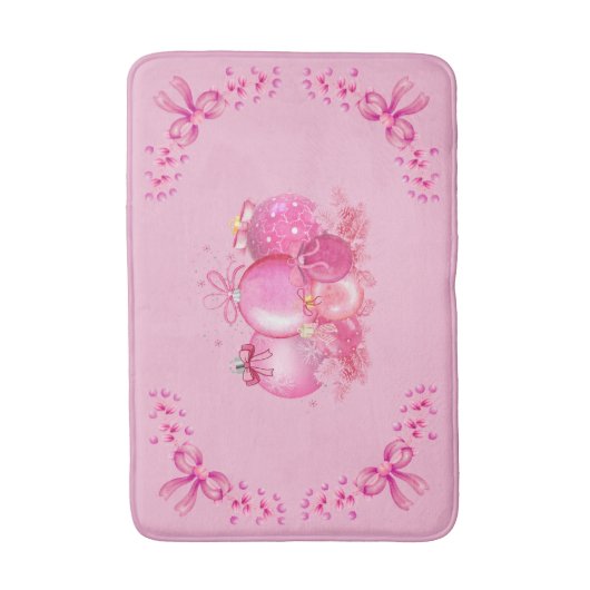 Pink Ornament Cluster Mat Holiday Bow Accent (Voorkant Verticaal)