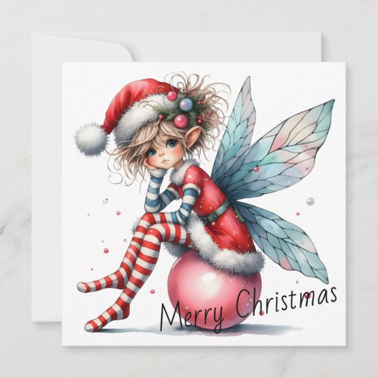 Pink Ornament Fairy – Holiday Card (Voorkant)