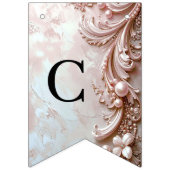 Pink Ornate Pearl and Floral Bunting Flag Vlaggetjes (Eerste vlag)