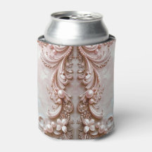 Pink Ornate Pearl and Floral Can Cooler