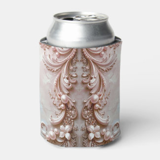 Pink Ornate Pearl and Floral Can Cooler