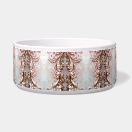 Pink Ornate Pearl and Floral Ceramic Pet Bowl Voerbakje