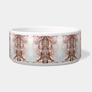 Pink Ornate Pearl and Floral Ceramic Pet Bowl Voerbakje