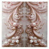 Pink Ornate Pearl and Floral Ceramic Tile Tegeltje (Voorkant)
