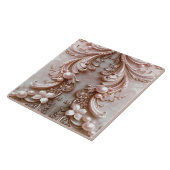 Pink Ornate Pearl and Floral Ceramic Tile Tegeltje (Zijkant)