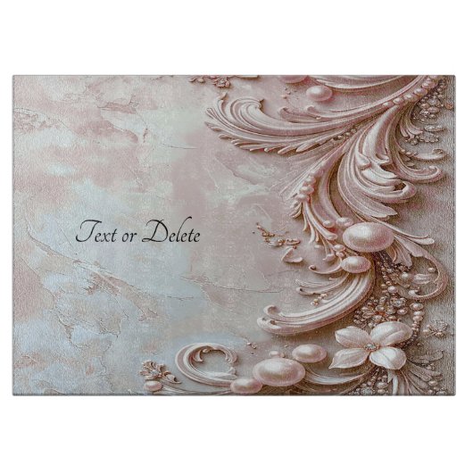 Pink Ornate Pearl and Floral Cutting Board Snijplank (Voorkant)