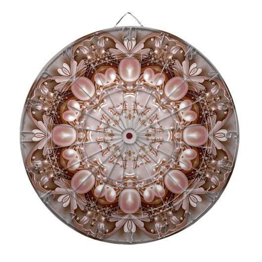 Pink Ornate Pearl and Floral Dartboard Dartbord (Voorkant)