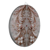 Pink Ornate Pearl and Floral Dartboard Dartbord (Voorkant Links)