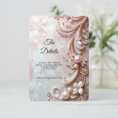Pink Ornate Pearl and Floral Detail Enclosure Informatiekaartje (Staand voorkant)