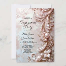 Pink Ornate Pearl and Floral Engagement Kaart
