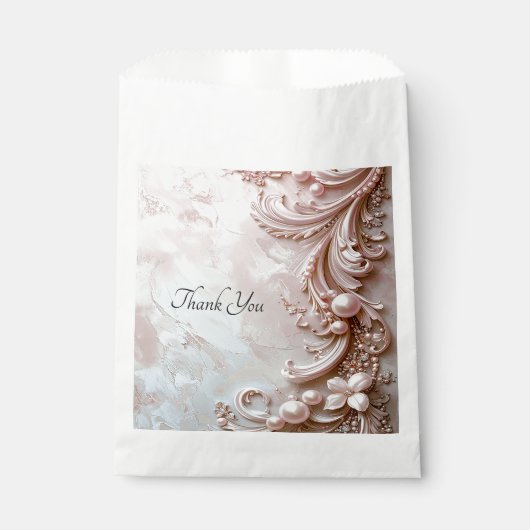 Pink Ornate Pearl and Floral Favor Bag Bedankzakje (Voorkant)