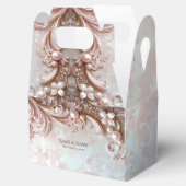 Pink Ornate Pearl and Floral Favor Box Bedankdoosjes (Geopend)