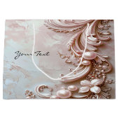 Pink Ornate Pearl and Floral Gift Bag Groot Cadeauzakje (Voorkant)
