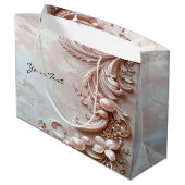 Pink Ornate Pearl and Floral Gift Bag Groot Cadeauzakje (Achterkant Gekanteld)