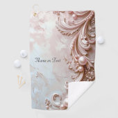 Pink Ornate Pearl and Floral Golf Towel Golfhanddoek (Insitu)