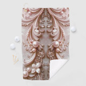 Pink Ornate Pearl and Floral Golf Towel Golfhanddoek (Insitu)