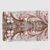 Pink Ornate Pearl and Floral Golf Towel Golfhanddoek (Horizontaal)