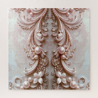 Pink Ornate Pearl and Floral Jigsaw Puzzle Legpuzzel