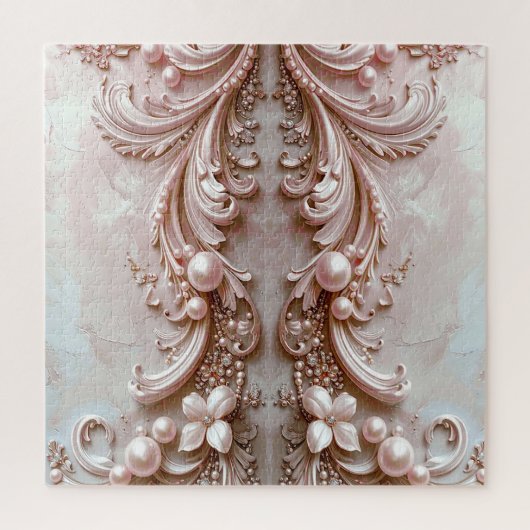 Pink Ornate Pearl and Floral Jigsaw Puzzle Legpuzzel (Verticaal)