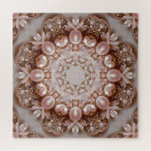 Pink Ornate Pearl and Floral Jigsaw Puzzle Legpuzzel (Horizontaal)