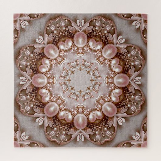 Pink Ornate Pearl and Floral Jigsaw Puzzle Legpuzzel (Verticaal)